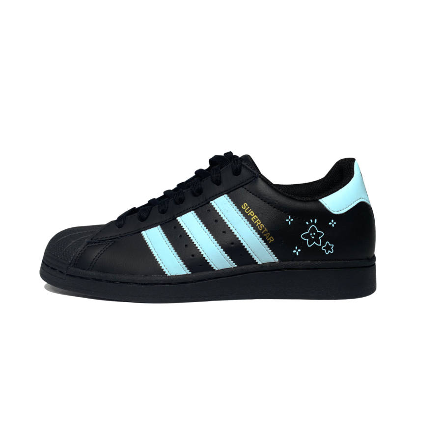 Adidas Originals SUPERSTAR Star Yarn & Light Blue Low top Skateboard Shoes Unisex Black Blue