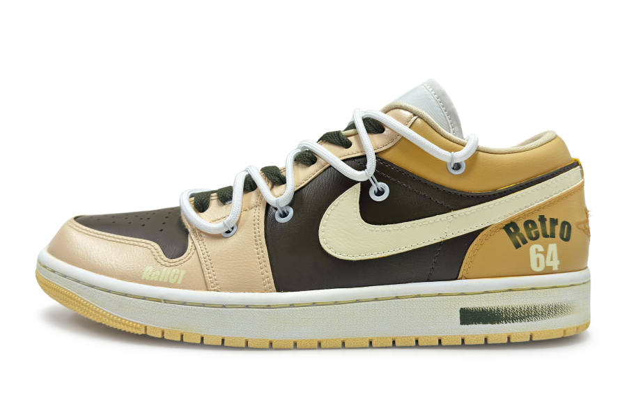Jordan Jordan Air Jordan 1 811 Manufacturing, Ginger Yellow Latte Slip Resistant Abrasion Resistant