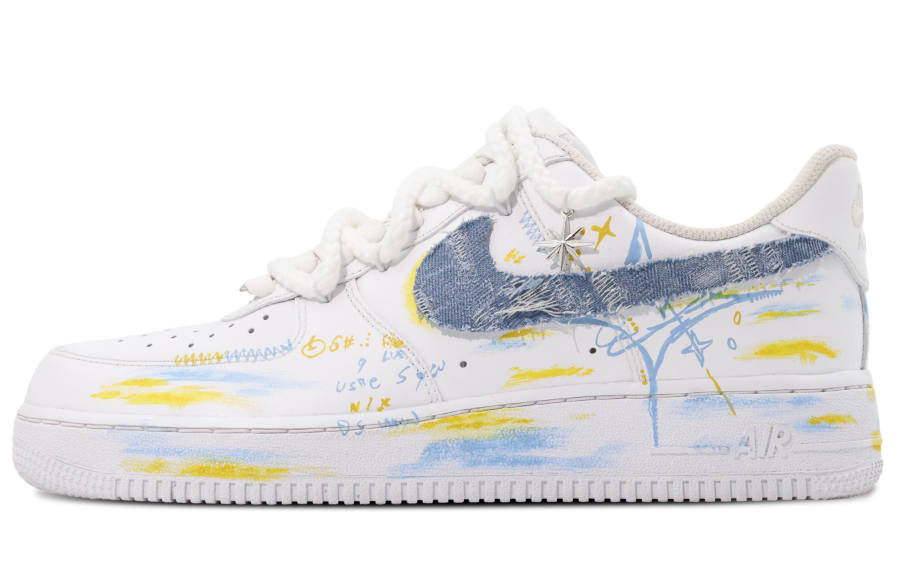 Nike Nike Air Force 1 Dazzling Color Graffiti Abrasion Resistant Low top Skateboard Shoes Unisex White