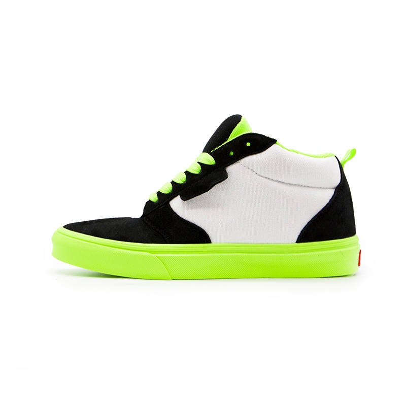 VXDT Suede Abrasion Resistant Slip Resistant High top Skateboard Shoes Unisex Black Green
