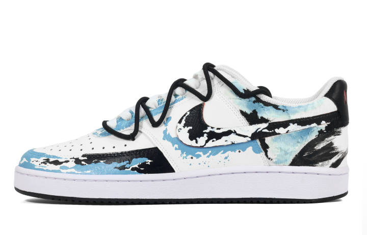 Nike Nike Court Vision Abrasion Resistant Low top Skateboard Shoes Men's Black Blue