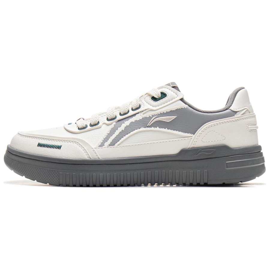 Li-Ning Li Ning Cyan Cloud Synthetic Leather Low top Skateboard Shoes Men's White Gray