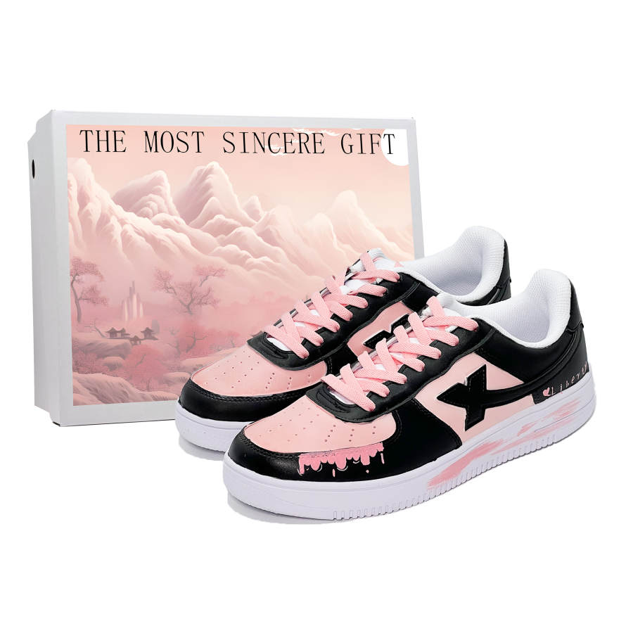 XTEP Air Force 1 Slip Resistant Cushioning Slip Resistant Cushioning Low top Skateboard Shoes Men's Black Pink