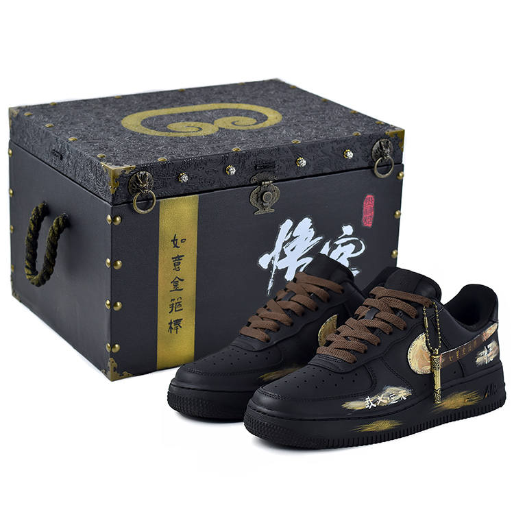 Nike Nike Air Force 1 Black Myth Slip Resistant Abrasion Resistant Low top Skateboard Shoes Unisex Black Gold