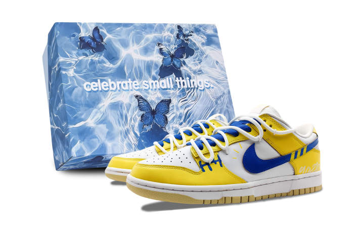 Nike Nike Dunk Slip Resistant Abrasion Resistant Low top Skateboard Shoes Men's Yellow Blue