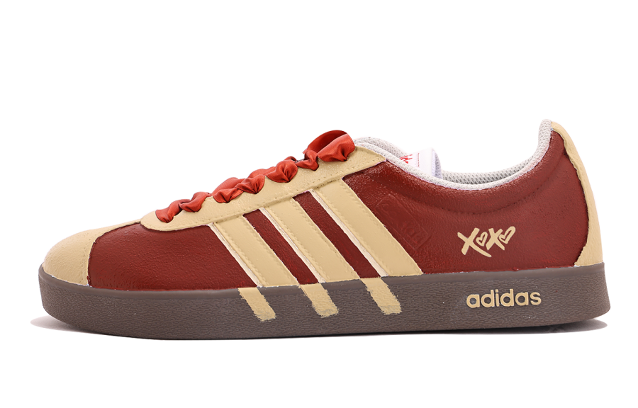Adidas Adidas VL COURT 2.0 Abrasion Resistant Abrasion Resistant Low top Skateboard Shoes Unisex Red Yellow