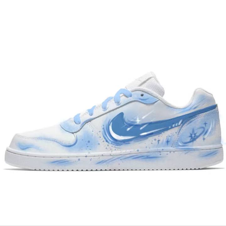 Nike Nike EBERNON Cloud Wave Star Orbit Abrasion Resistant Low top Skateboard Shoes Unisex Light Blue