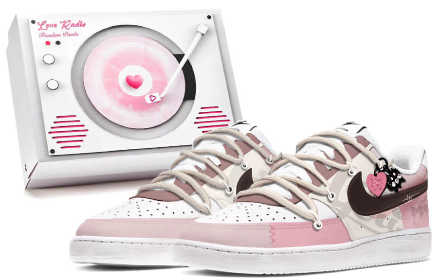 Nike Nike Court Vision 1 Freedom Panda, Box, Heart Signal Slip Resistant Low top Skateboard Shoes Men's Pink