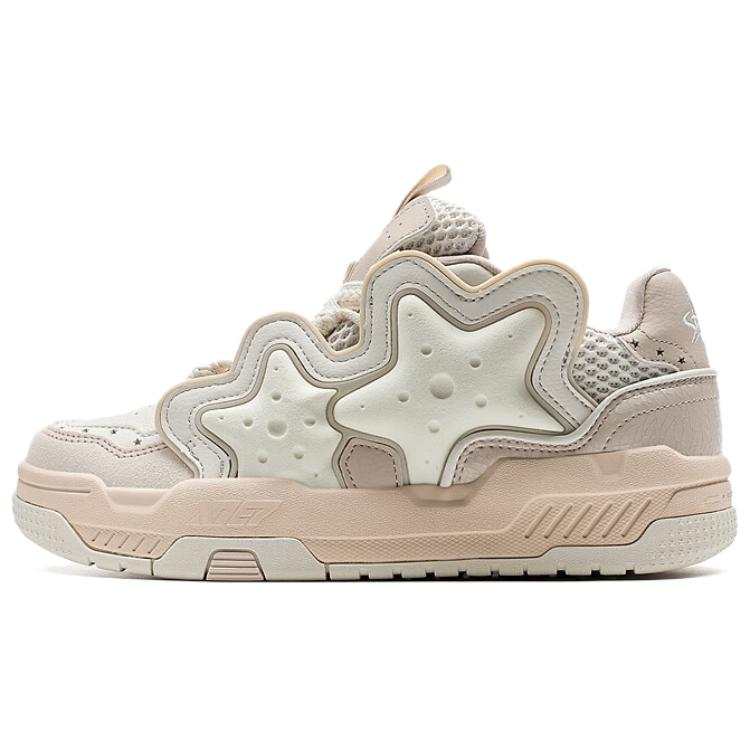 XTEP Slip Resistant Abrasion Resistant Low top Skateboard Shoes Women's Beige Pink
