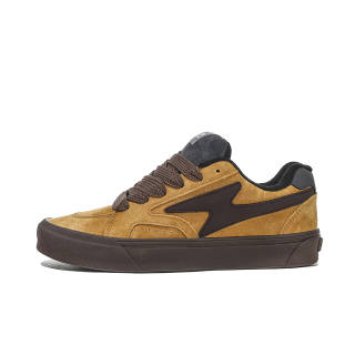HOMDOON Slip Resistant Abrasion Resistant Low top Skateboard Shoes Unisex Yellow Brown