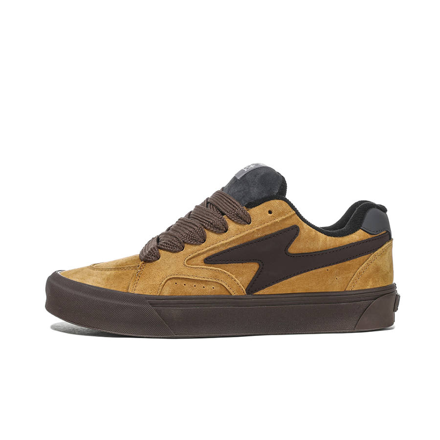 HOMDOON Slip Resistant Abrasion Resistant Low top Skateboard Shoes Unisex Yellow Brown