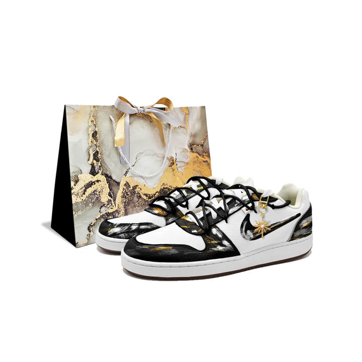 Nike Nike EBERNON Sunlit Mountains Abrasion Resistant Slip Resistant Low top Skateboard Shoes Men's Black Gold