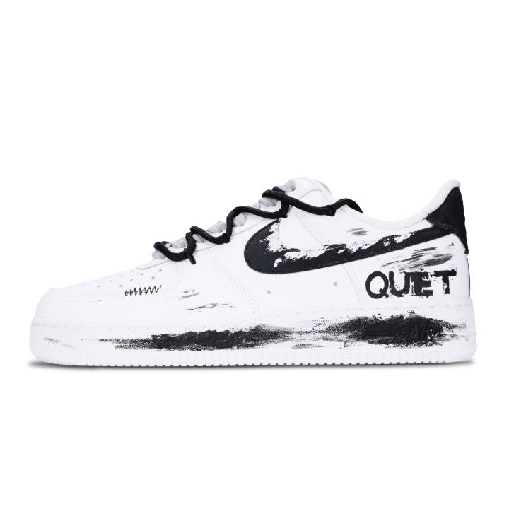 Nike Nike Air Force 1 Black White Polished Abrasion Resistant Low top Skateboard Shoes Men's Black White