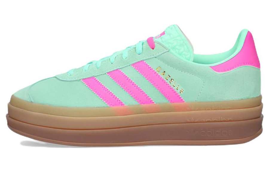 Adidas Originals GAZELLE BOLD Abrasion Resistant Low top Skateboard Shoes Women's Green Pink Brown