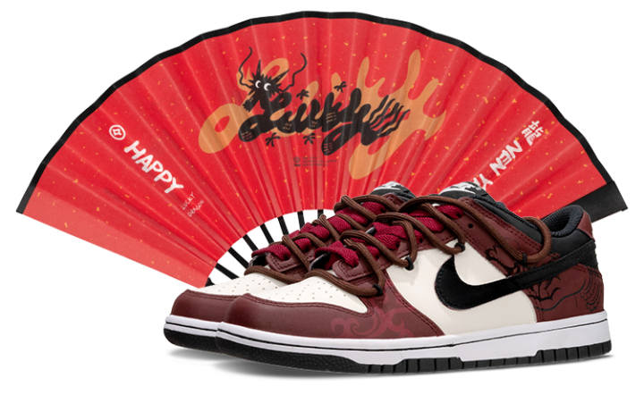Nike Nike Dunk Floral Low top Skateboard Shoes GS Red White