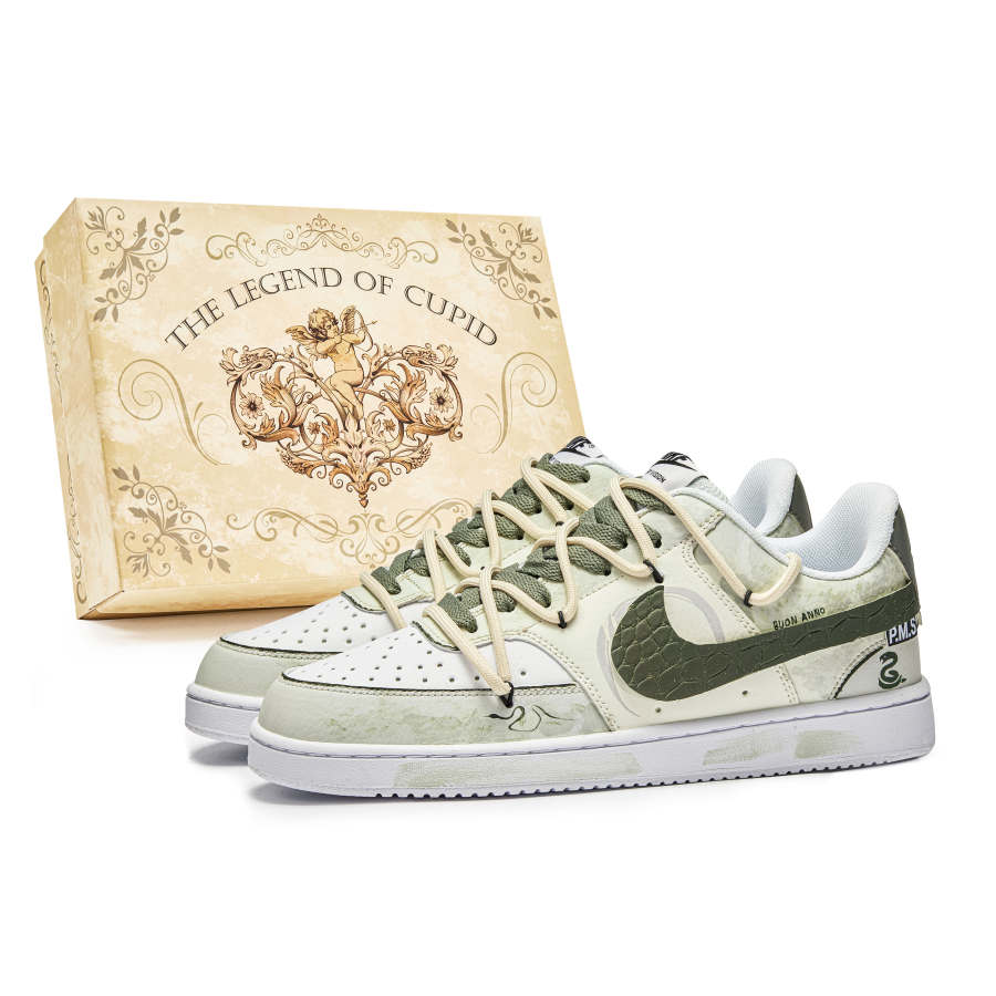 Nike Nike Court Vision P.M.S Box, Green Snake Non Slip And Waterproof Low top Skateboard Shoes Men's Green White