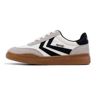Poizon FEIYUE Slip-Resistant, Abrasion-Resistant, Lightweight Low-top Skateboard Shoes Unisex Beige Black