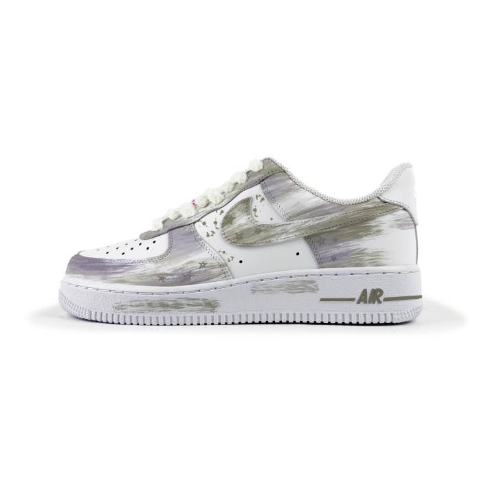 Nike Nike Air Force 1 Abrasion Resistant Abrasion Resistant Low top Skateboard Shoes Unisex White Purple Green