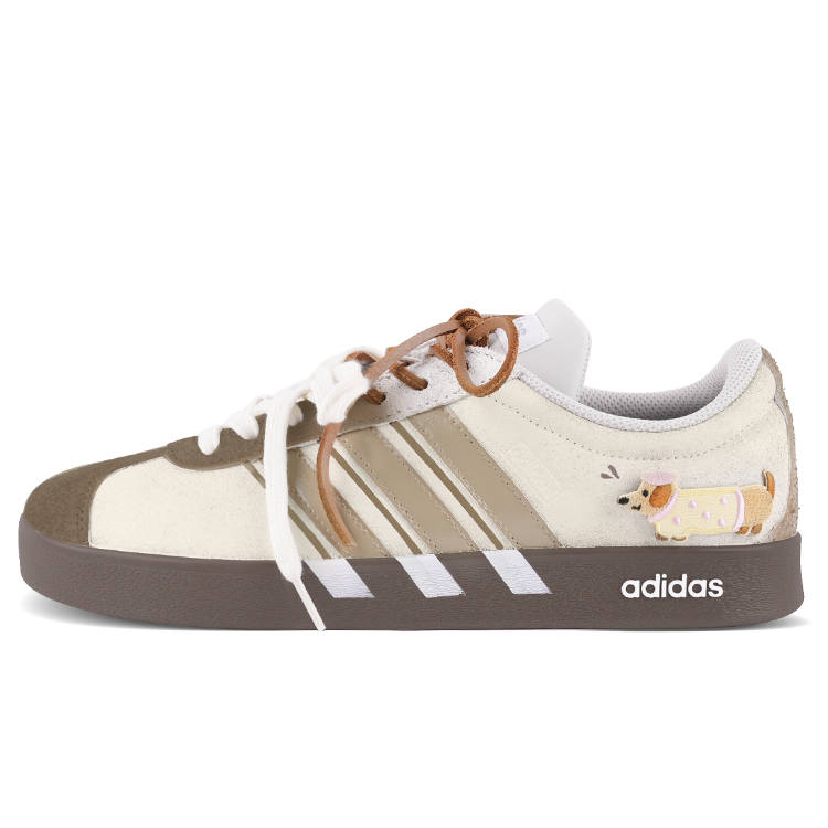 Adidas Adidas VL COURT 2.0 Leather Abrasion Resistant Abrasion Resistant Low top Skateboard Shoes Unisex Brown Coffee