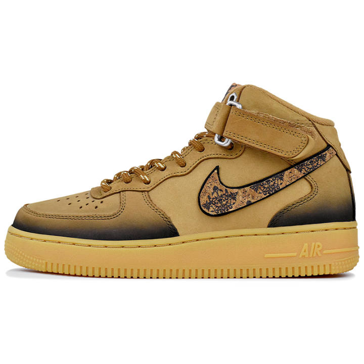 Nike Nike Air Force 1 Abrasion Resistant Abrasion Resistant Mid top Skateboard Shoes Unisex Wheat