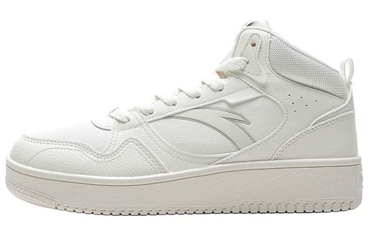 Anta Life Collection Textile, Synthetic Leather Slip Resistant Abrasion Resistant High top Skateboard Shoes Men's White