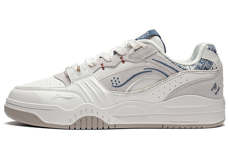 Li-Ning Li Ning Yuebai Slip Resistant Abrasion Resistant Slip Resistant Abrasion Resistant Low top Skateboard Shoes Unisex Ecru