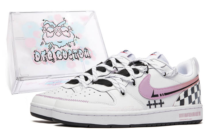 Nike Nike Court Borough Da Vinci Custom, Box, Inequality Low top Skateboard Shoes Women's White Pink