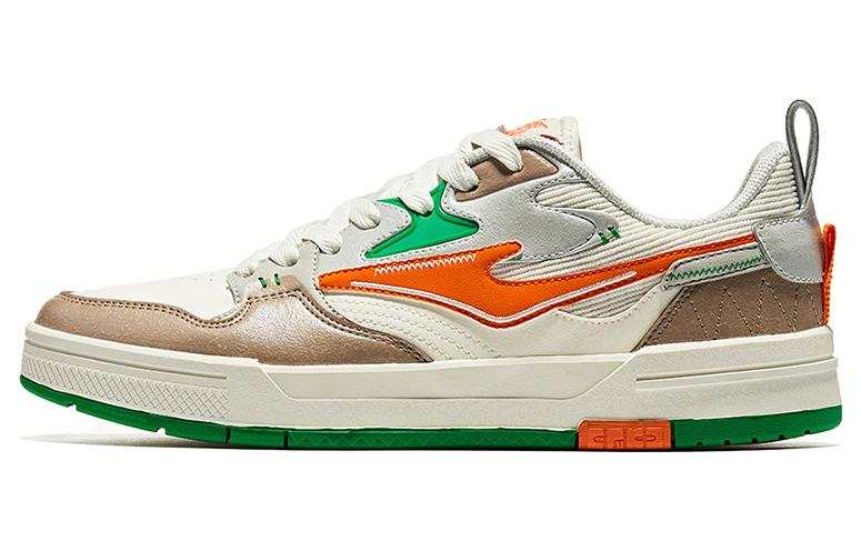 Erke Synthetic Leather Slip Resistant Abrasion Resistant Low top Skateboard Shoes Men's White Green