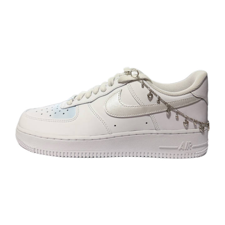 Nike Nike Air Force 1 Blue Tone Abrasion Resistant Low top Skateboard Shoes Women's White Blue Silver