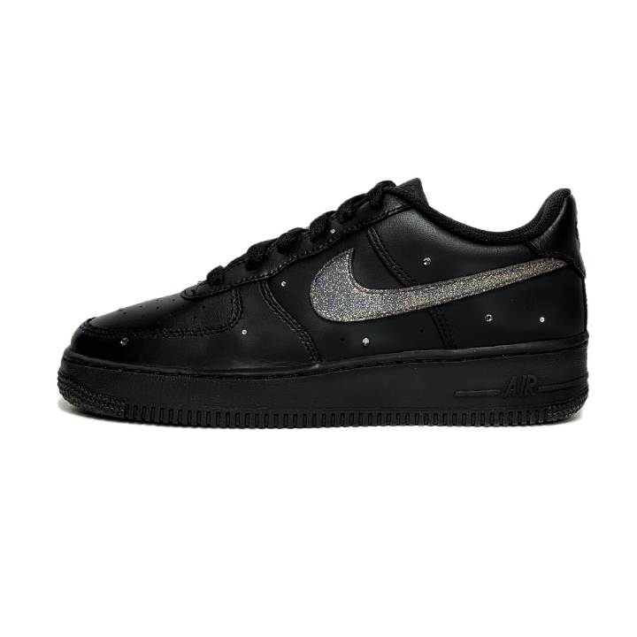 Nike Nike Air Force 1 Shimmering Star Abrasion Resistant Low top Skateboard Shoes Women's Black Silver