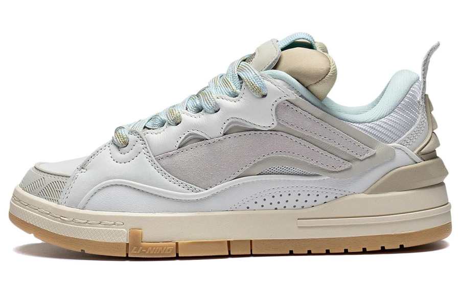 Li-Ning Li Ning Wave GOLDEN Comfortable Slip Resistant Abrasion Resistant Low top Skateboard Shoes Women's White Gray
