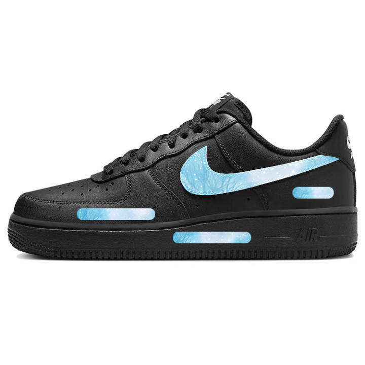 Nike Nike Air Force 1 Snow Scene Slip Resistant Abrasion Resistant Low top Skateboard Shoes Unisex Black