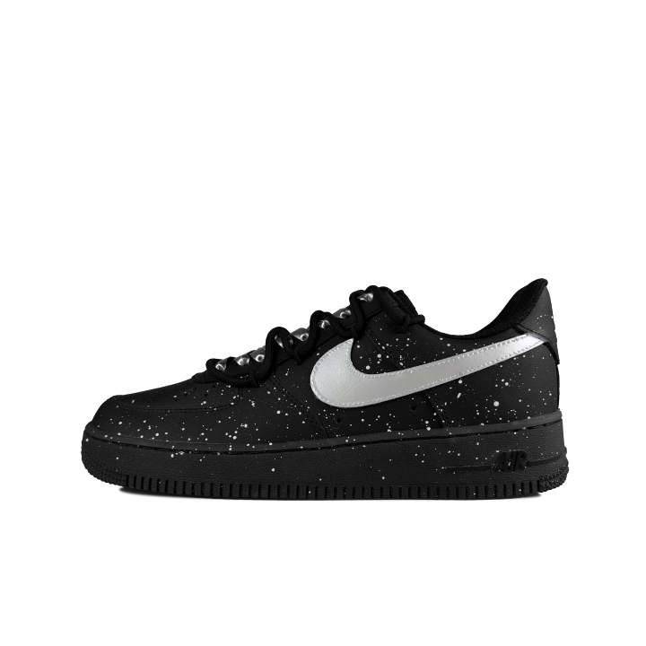 Nike Nike Air Force 1 Slip Resistant Abrasion Resistant Low top Skateboard Shoes Unisex Black Silver