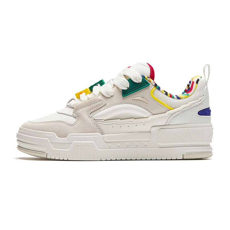 Anta Slightly Sweet Puffy Slip Resistant, Abrasion Resistant, Breathable Low top Skateboard Shoes Women's White Gray
