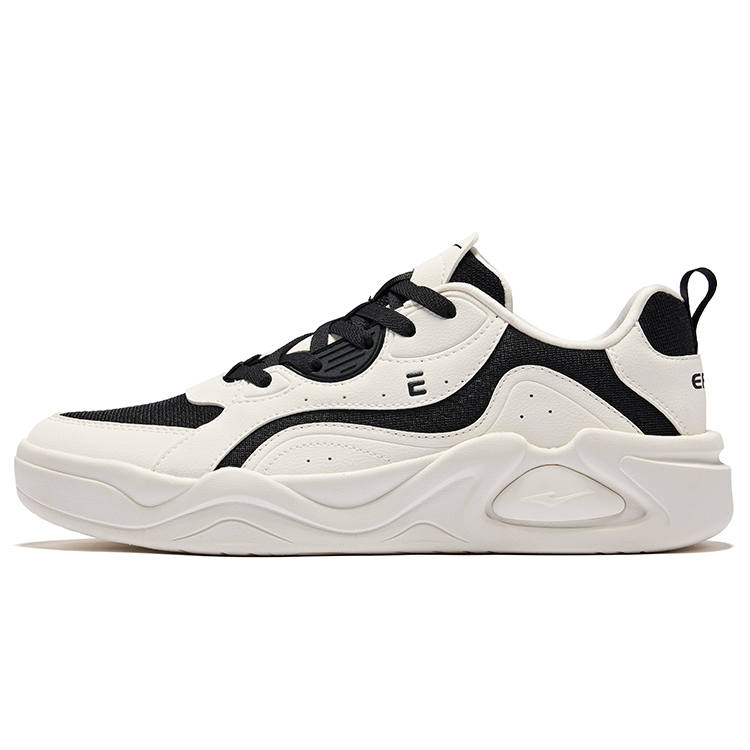 Erke Cloud Book Abrasion Resistant Slip Resistant Low top Skateboard Shoes Men's Jet Black Microcrystal White