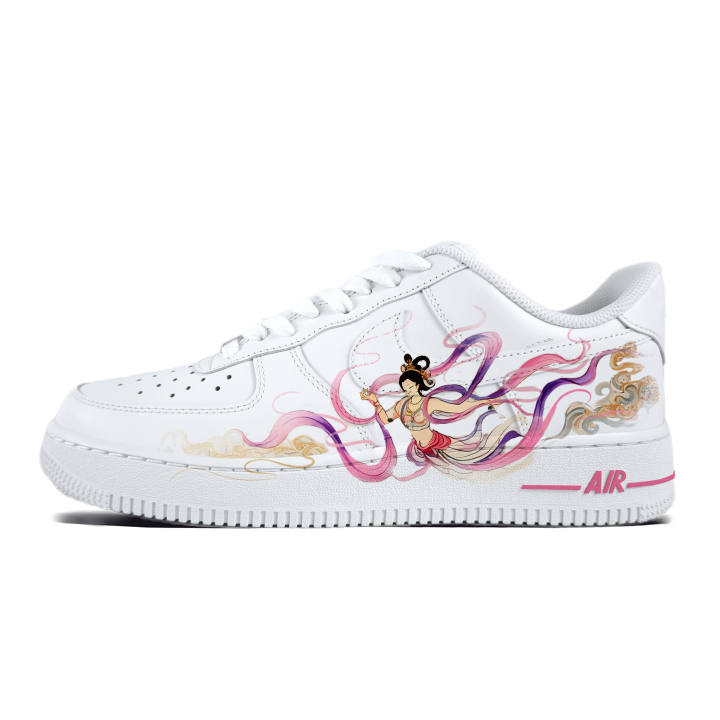 Nike Nike Air Force 1 Fairy Descends Cushioning, Wear Resistant Skateboard Shoes Unisex White