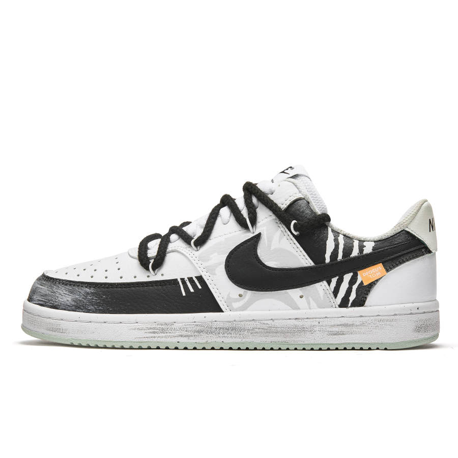 Nike Nike Court Vision 1 Freedom Panda, White Tiger Slip Resistant Low top Skateboard Shoes Men's Black White