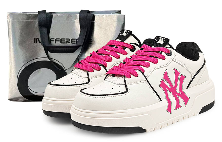 MLB Chunky Liner Abrasion Resistant Slip Resistant Low top Skateboard Shoes Unisex Rose Red