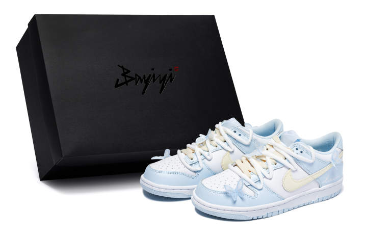 Nike Nike Dunk Low 811 Manufacturing, Floral Butterfly Dance, Special Shoe Box Low top Skateboard Shoes GS Blue White Yellow