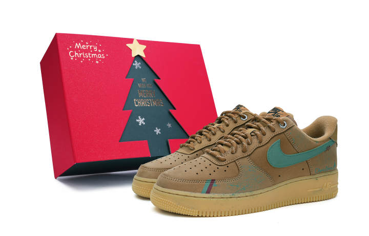 Nike Nike Air Force 1 Slip Resistant Abrasion Resistant Low top Skateboard Shoes Unisex Brown Green