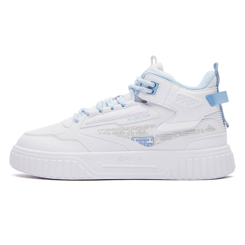 Erke Subjugate Thermal Abrasion Resistant High top Skateboard Shoes Women's True White Hydrogen Blue