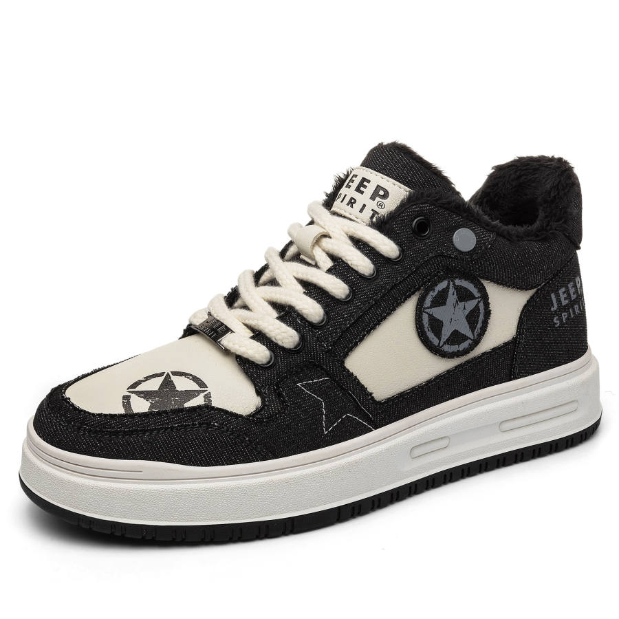 JEEP SPIRIT Black Myth Coverage Thermal Waterproof Abrasion Resistant Height Increasing Low top Skateboard Shoes Men's