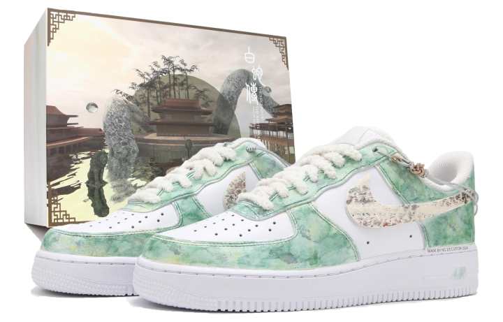 Nike Nike Air Force 1 Abrasion Resistant Slip Resistant Low top Skateboard Shoes Women's White Green