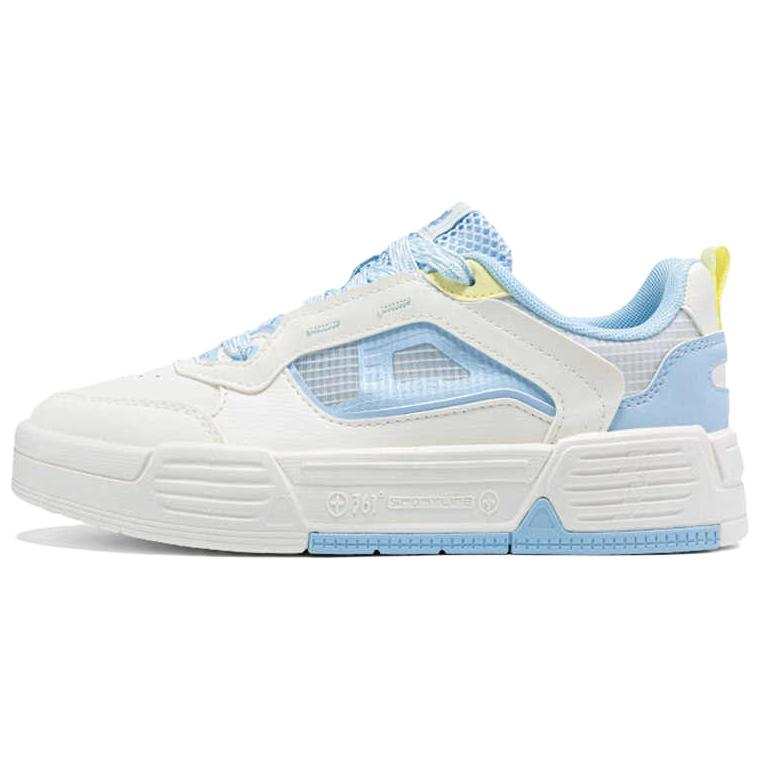 361° Synthetic Leather Slip Resistant, Abrasion Resistant, Lightweight Low top Skateboard Shoes Women's White Blue