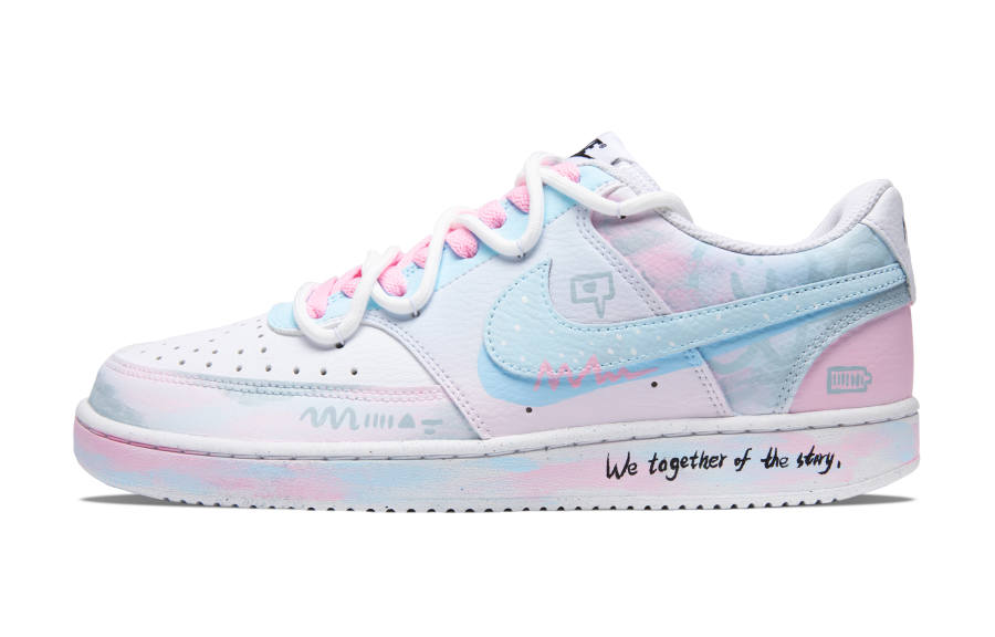 Nike Nike Court Vision Coverage Slip Resistant Abrasion Resistant Lightweight Low top Skateboard Shoes Men's Blue Pink White