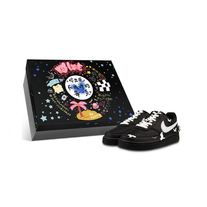 Nike Nike Court Vision Low Abrasion Resistant Low top Skateboard Shoes Unisex Black