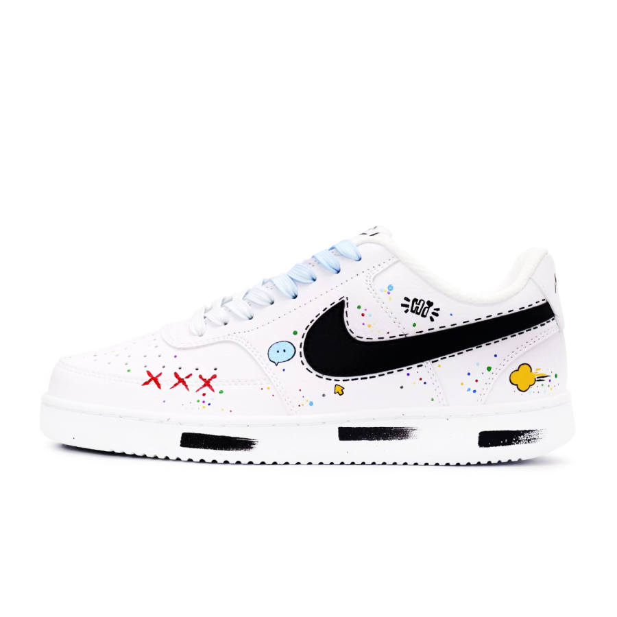 Nike Nike Court Vision 1 Leather Low top Skateboard Shoes Men's White Blue Black