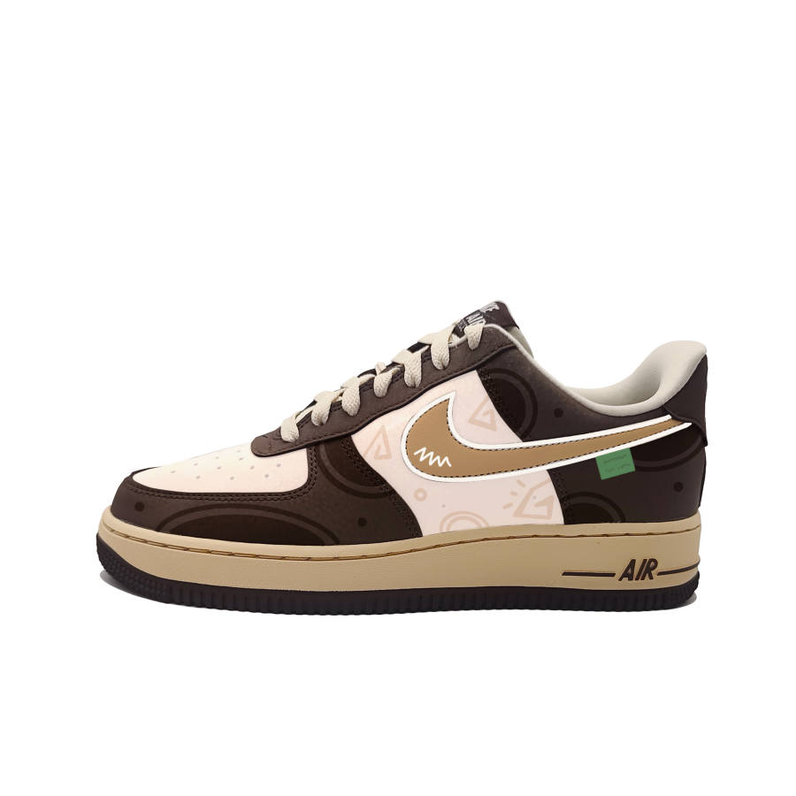 Nike Nike Air Force 1 Skateboard Shoes Unisex Low Top Brown Beige Color Block