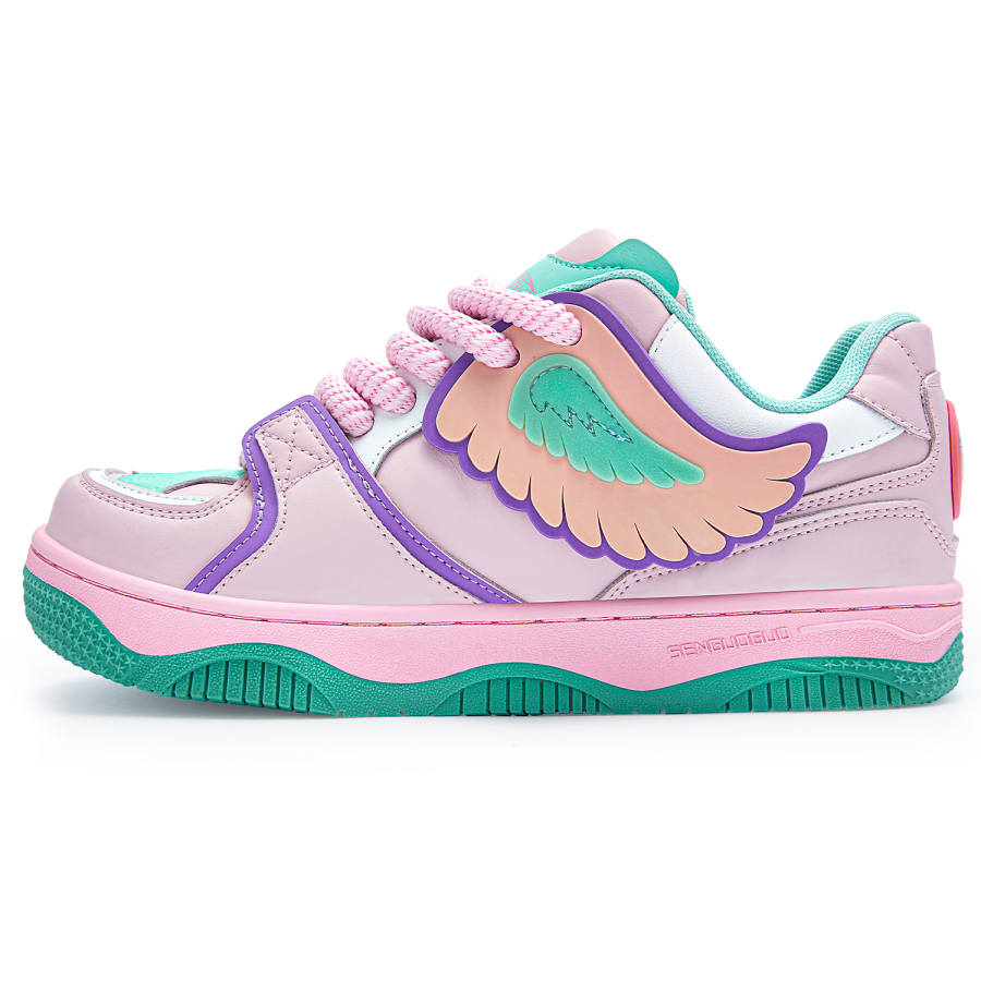 SENGUOGUO Cushioning, Wear Resistant Low top Skateboard Shoes Unisex Pink Purple Green