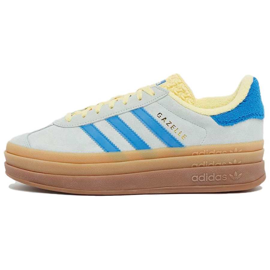 Adidas Originals GAZELLE BOLD Leather, Suede Low top Skateboard Shoes Women's Blue Yellow